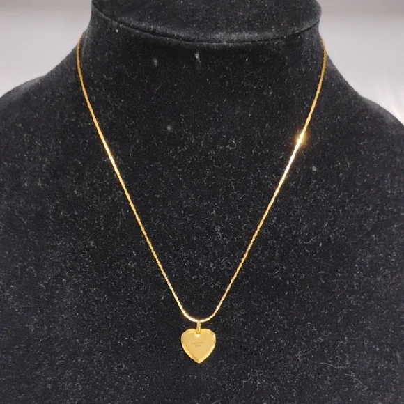 SALE! Christian Dior Gold Plated Heart Pendant Necklace W Polished Heart Charm - Picture 7 of 12